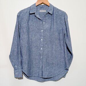 Everlane Chambray Striped Linen Classic Button Up Long Sleeve Shirt sz 0